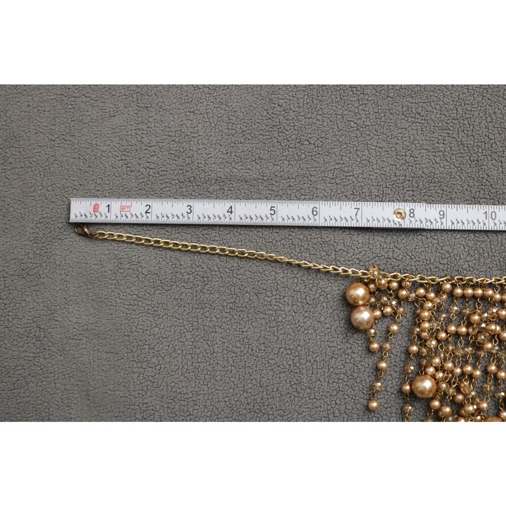 Faux PEARL Necklace Multi Strand 2010s Waterfall Pink Clear 16in - Picture 9 of 11